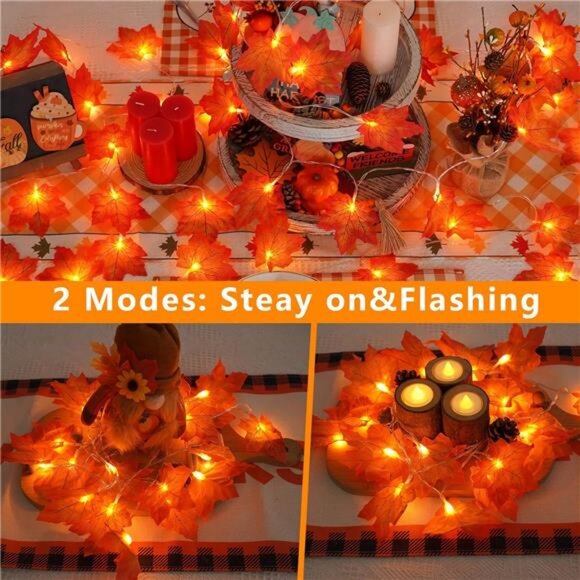4 Packs Fall Decorations for Home,Thanksgiving Lights Battery Operated,LED Light - Picture 4 of 14